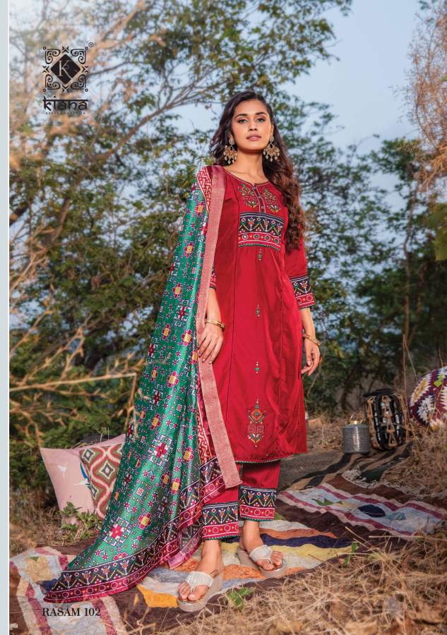 Kiana Rasam Fancy Wear Muslin Silk Kurti With Bottom And Dupatta Readymade  Collection